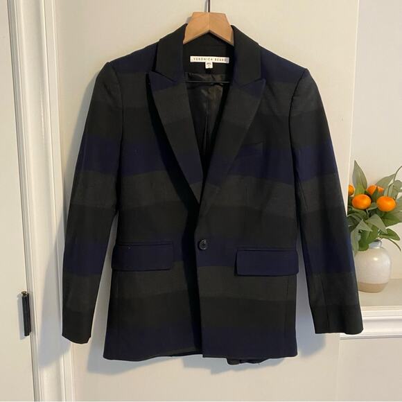 Veronica Beard Blue Gray Striped Dickey Blazer Jacket 2 - Picture 14 of 14